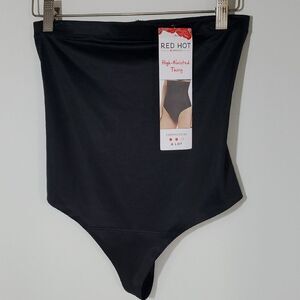 SPANX Red Hot High-Waisted Black Thong Size 1X NWT